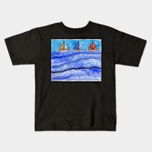 Three Ships Sailng In Kids T-Shirt